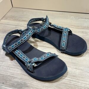 Teva Original Sandals Women's Size 10 Blue Gray Aztec Hook Loop Outdoor Shoes